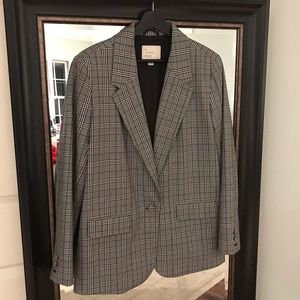LIKE NEW ONE BUTTON PLAID BLAZER SIZE 14